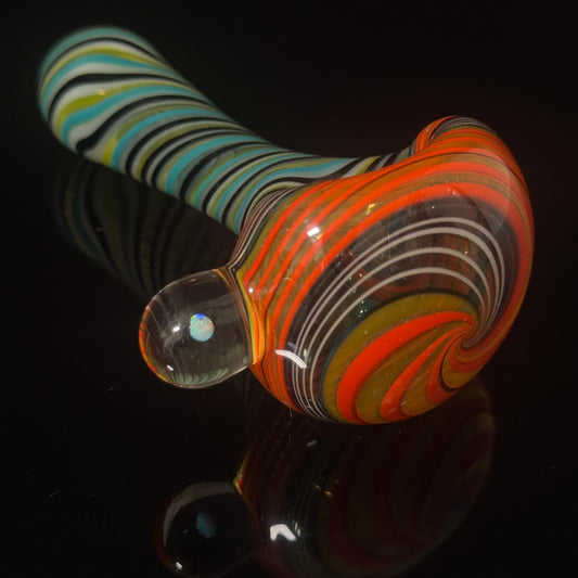 Full Linework Switchback Glass Pipe, Heady Hand Blown with An Opal