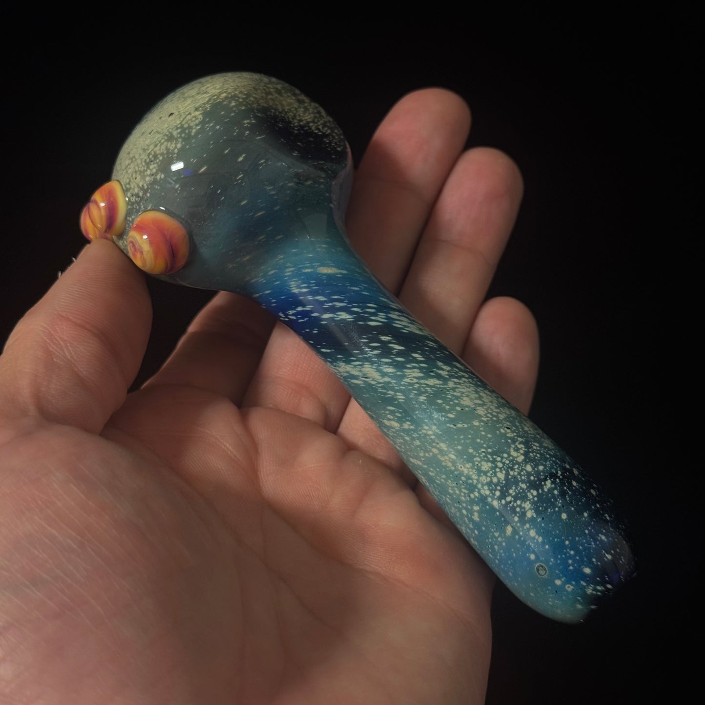 Blue with Slyme Space Galaxy Nebula Glass Pipe Silver Fumed Glass Pipe, Heady Hand Blown