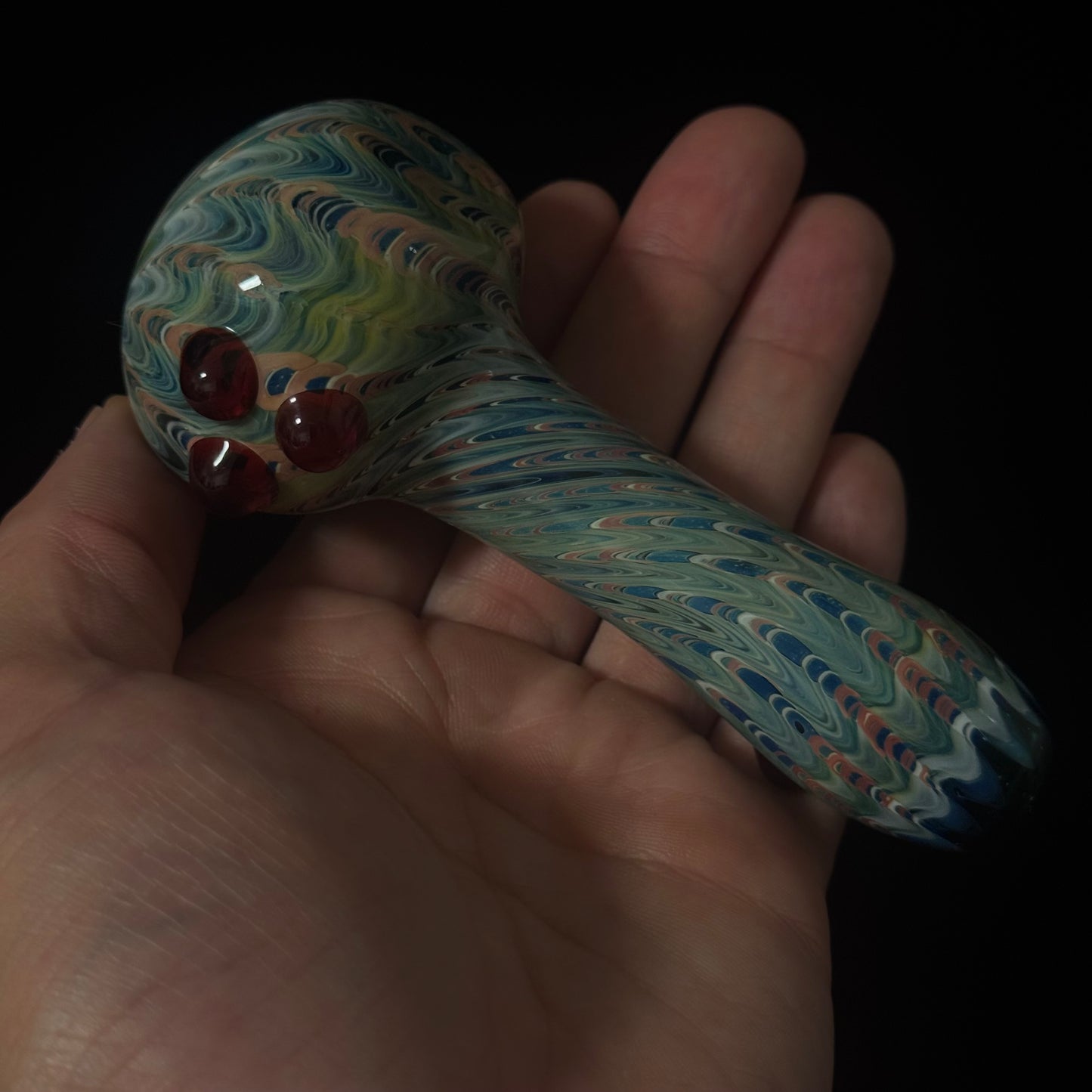 Blue Cobalt Wrapped Color Glass Heady Pipe Hand Blown