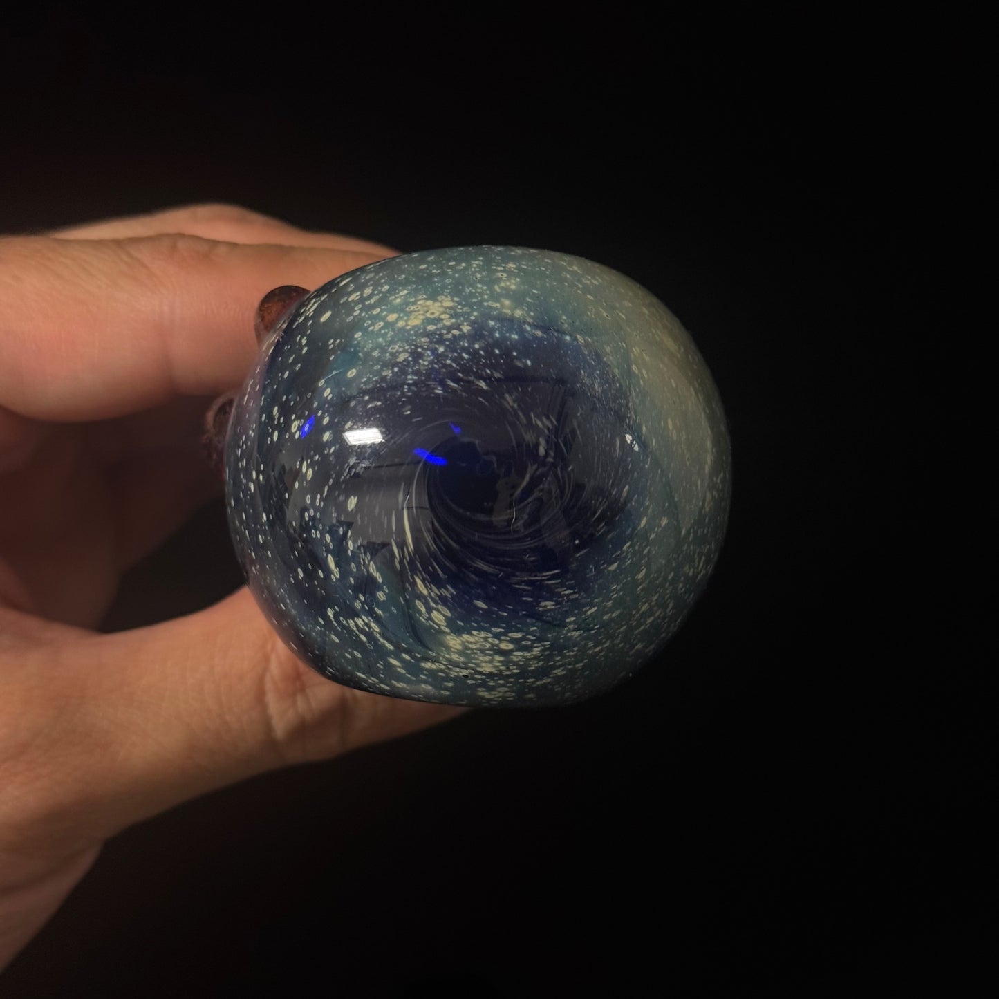 Blue with Slyme Space Galaxy Nebula Glass Pipe Silver Fumed Glass Pipe, Heady Hand Blown