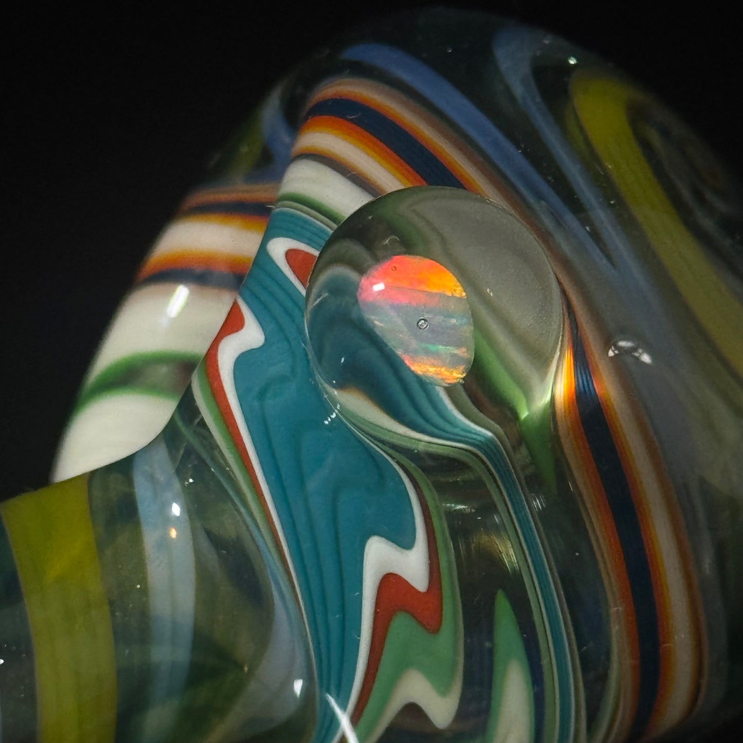 Full Linework Switchback Glass Pipe, Heady Hand Blown with An Opal