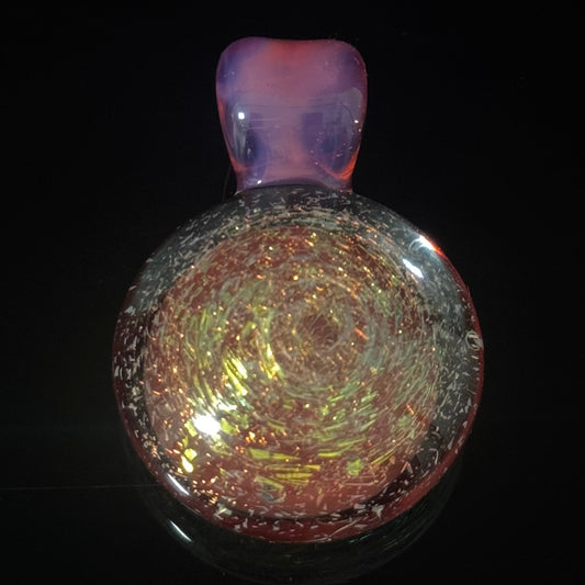 Red Dichro Glass Pendant Necklace Hand Made Pink Bail Loop