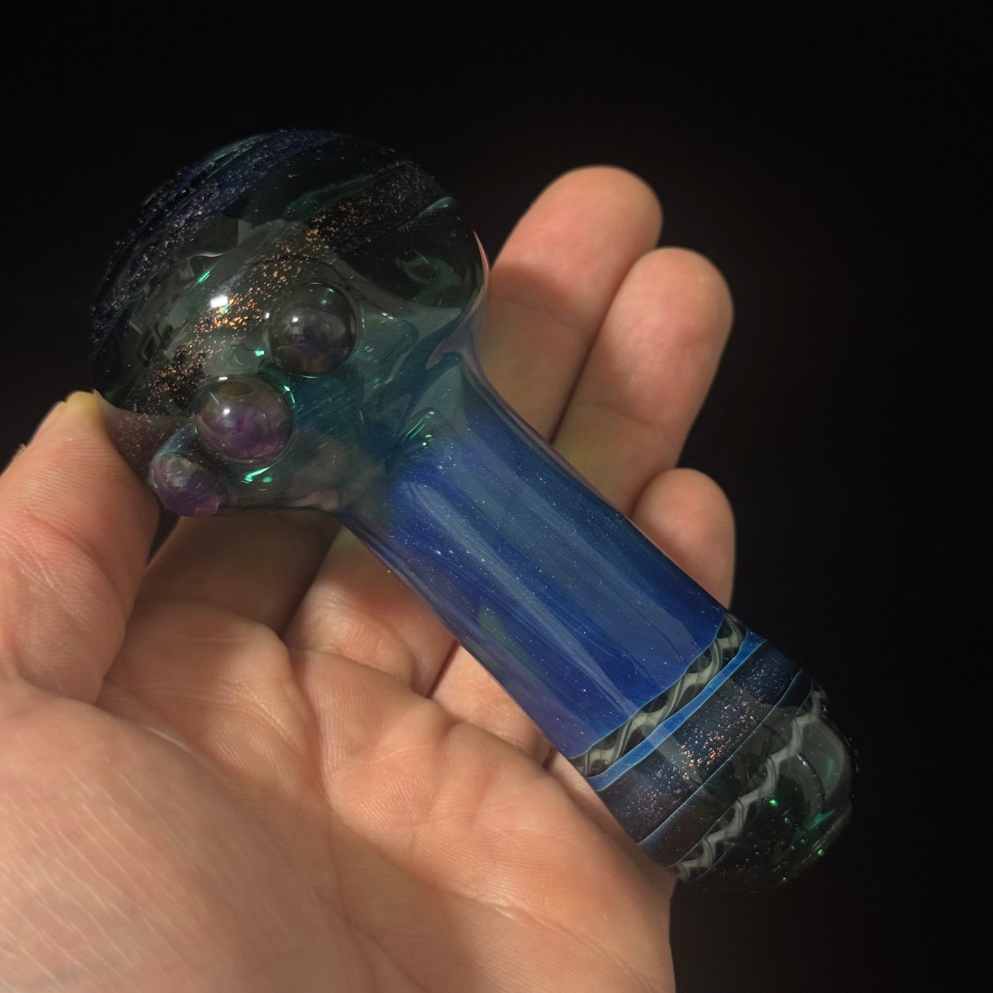 Dichro Sparke Green Glass Heady Pipe Hand Blown