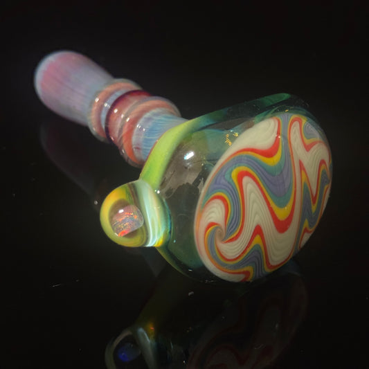 Linework Switchback Glass Pipe, Heady Hand Blown with An Opal