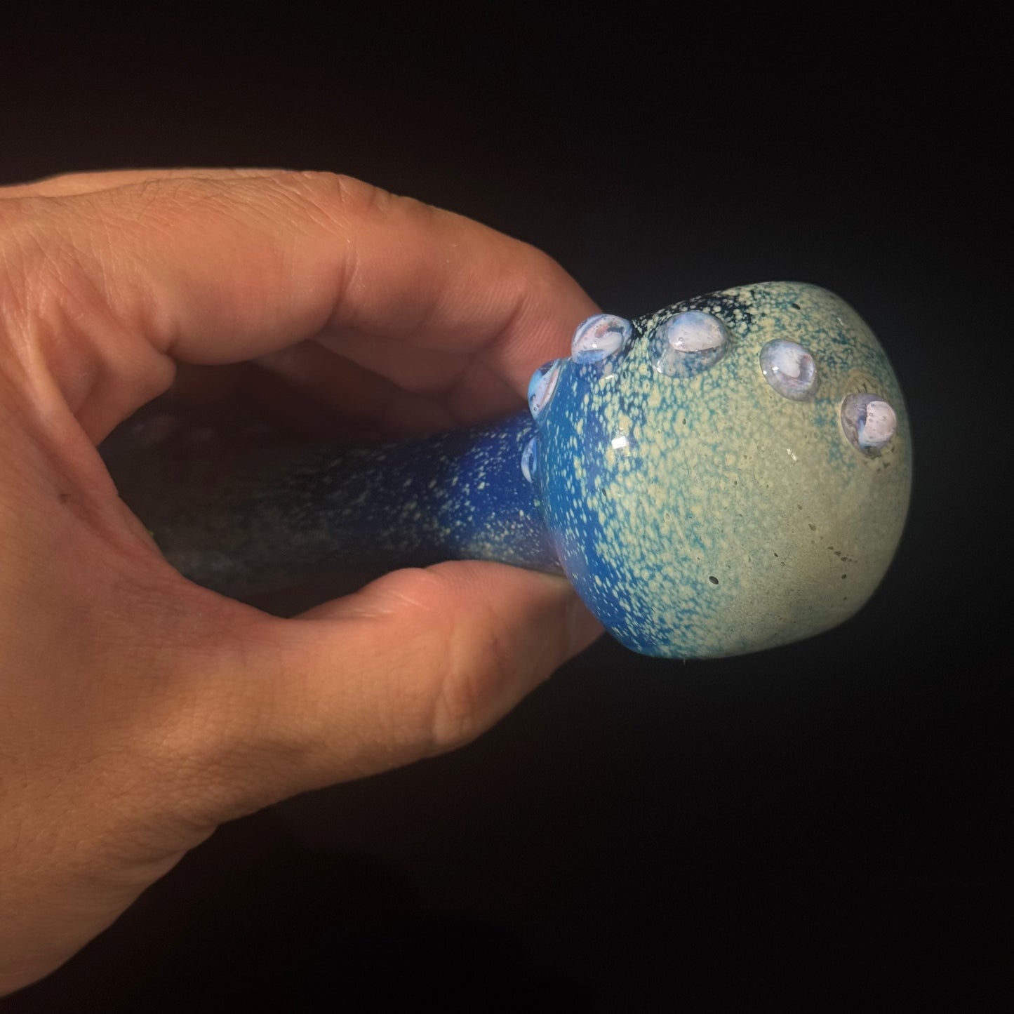 Blue with Pink Slyme Space Galaxy Nebula Glass Pipe Silver Fumed Glass Pipe, Heady Hand Blown