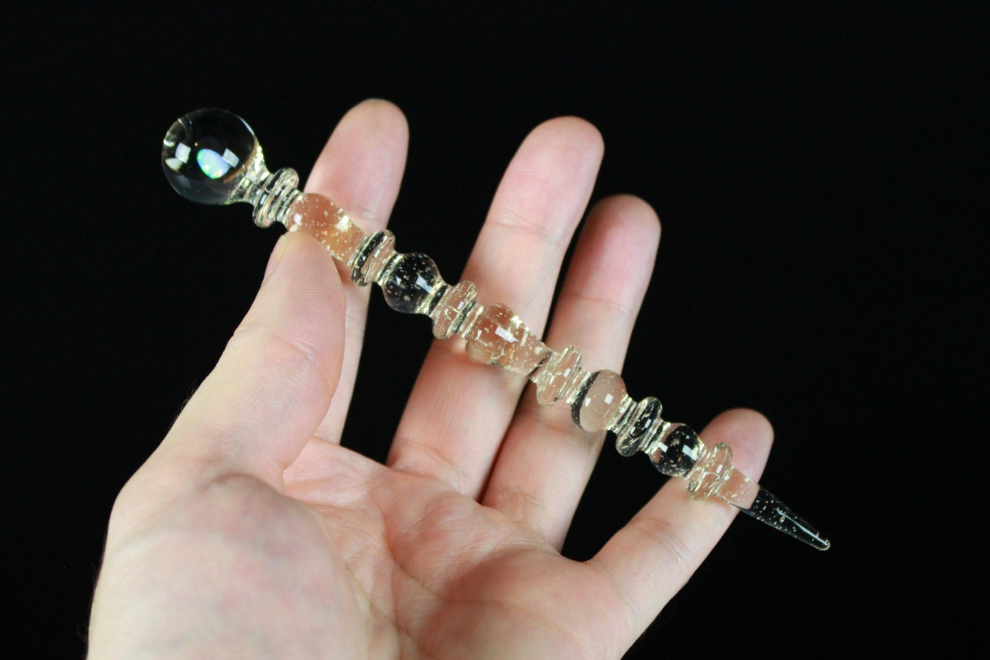 Blue UV Blacklight Glow Opal Art Glass Perfume Dabber