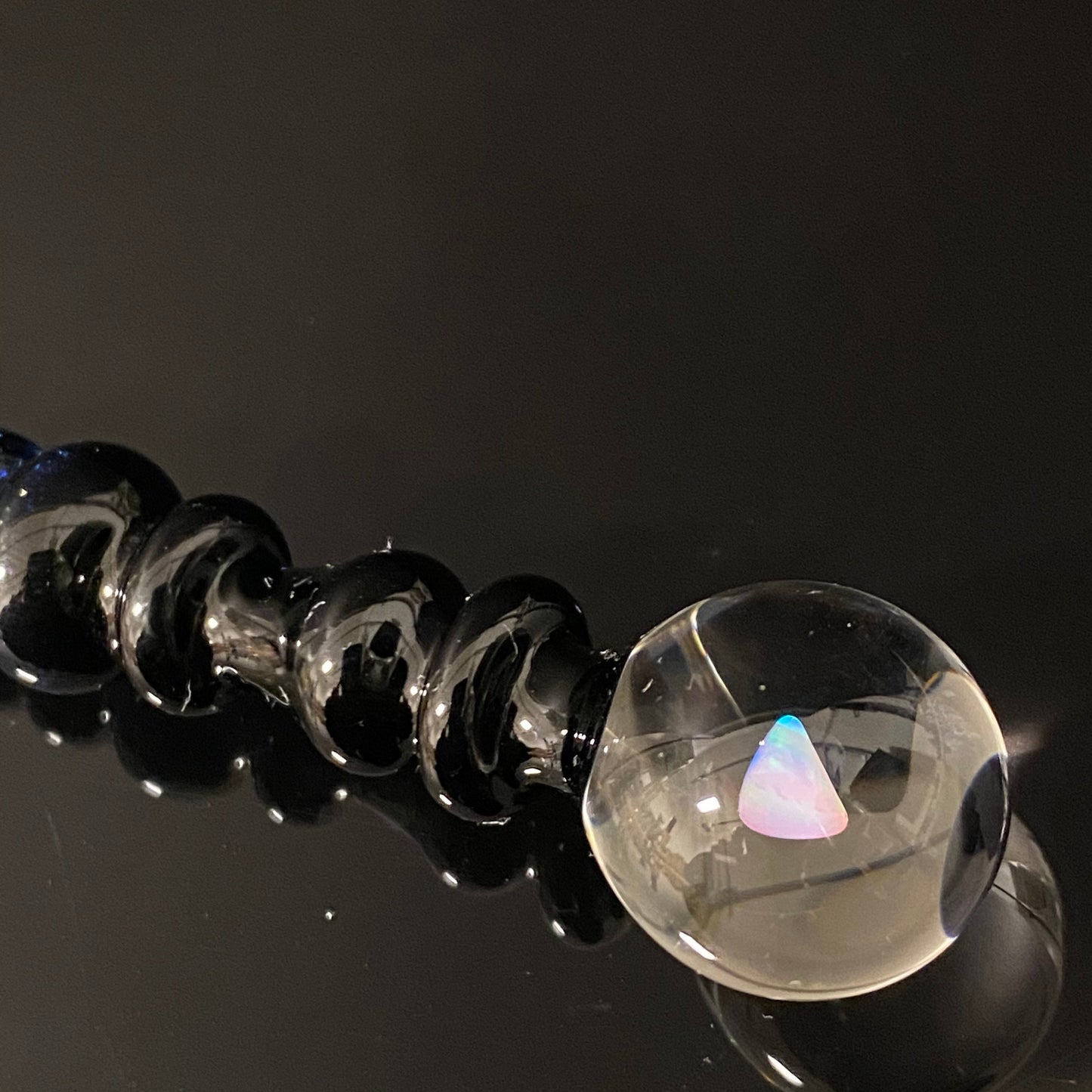 Opal Blue Stardust (Blue Sparkle) Art Glass Perfume Dauber , Opal (encased)