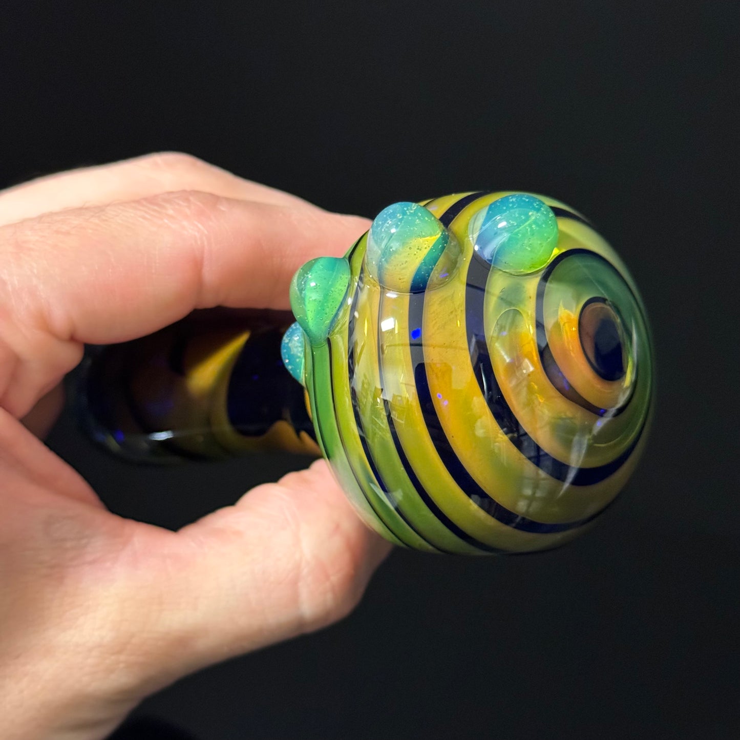 Green Wrapped Glass Pipe with Slyme Heady Pipe Hand Blown