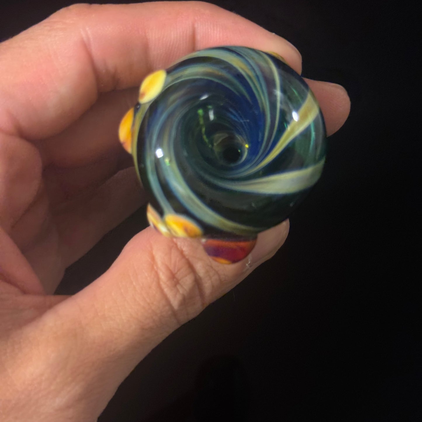 Heavy Green Silver Fumed Glass Heady Chillim Pipe Hand Blown