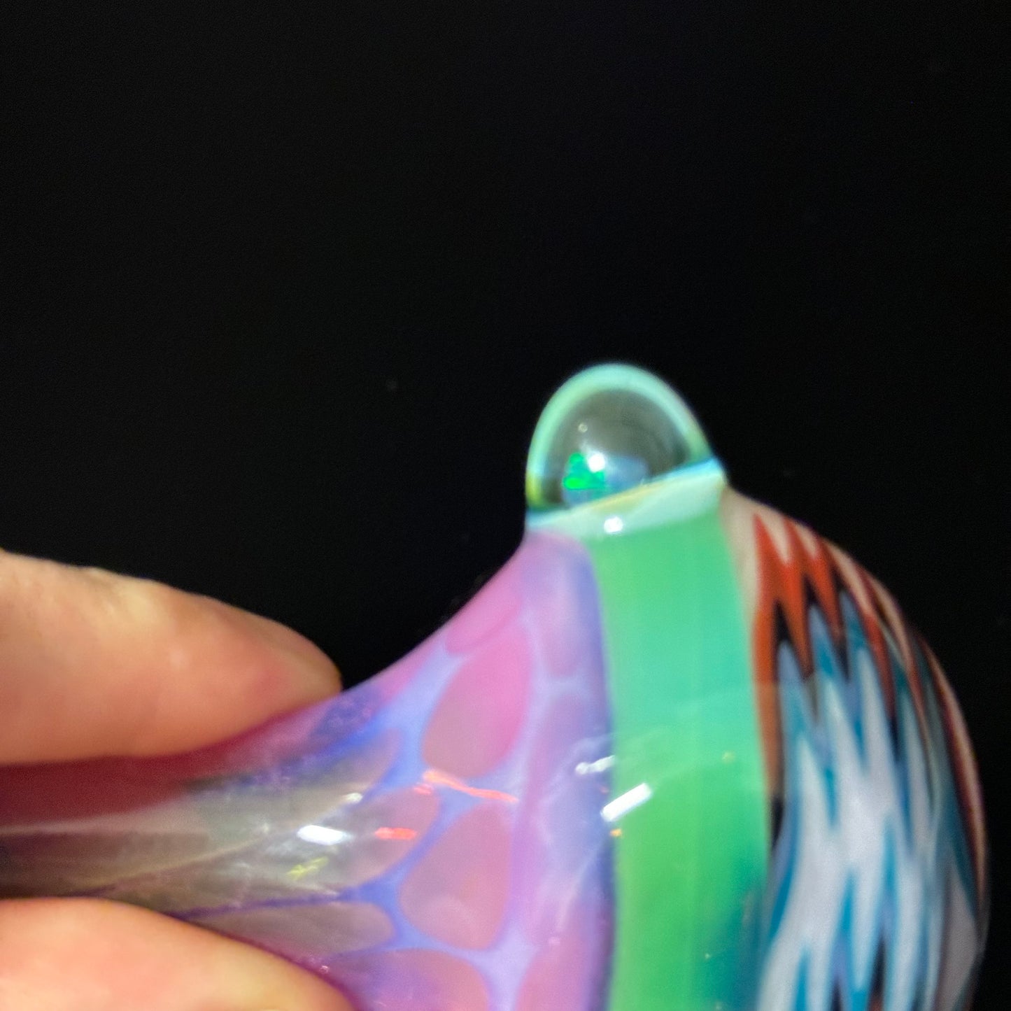 Full pink Slyme & Slyme Color Linework Glass Pipe, Heady Hand Blown with An Opal