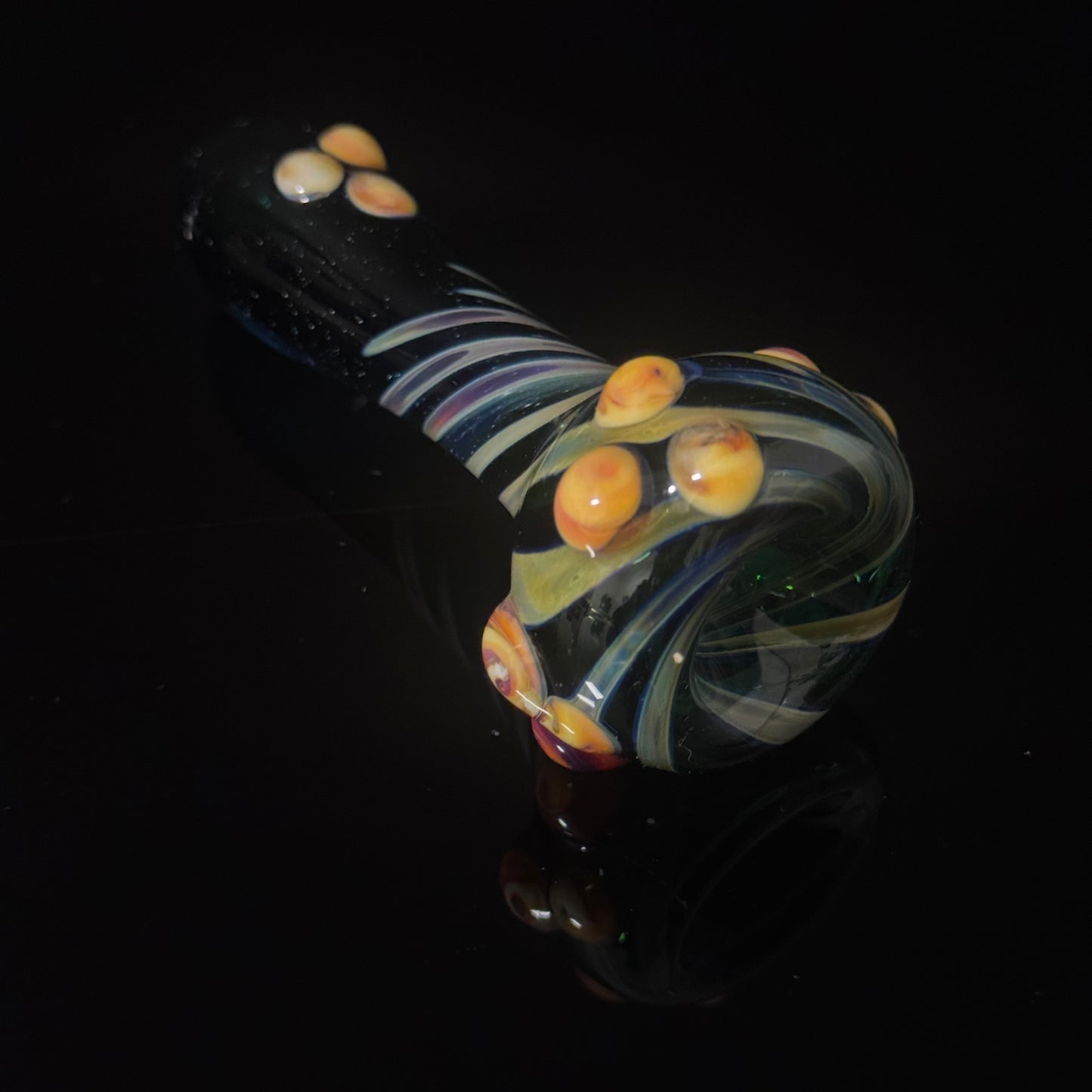 Heavy Green Silver Fumed Glass Heady Chillim Pipe Hand Blown