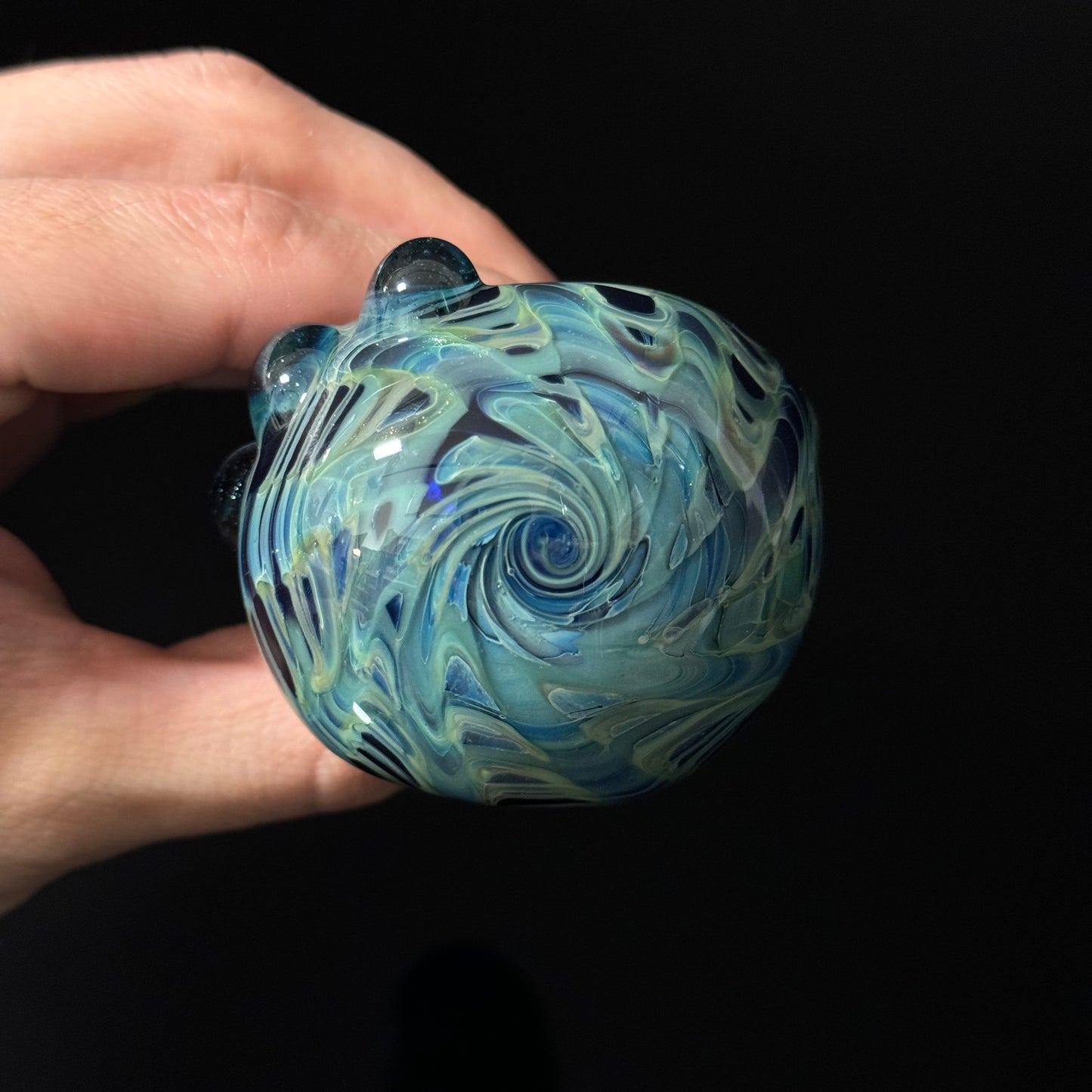 Blue Cobalt Wrapped Color Glass Heady Pipe Hand Blown