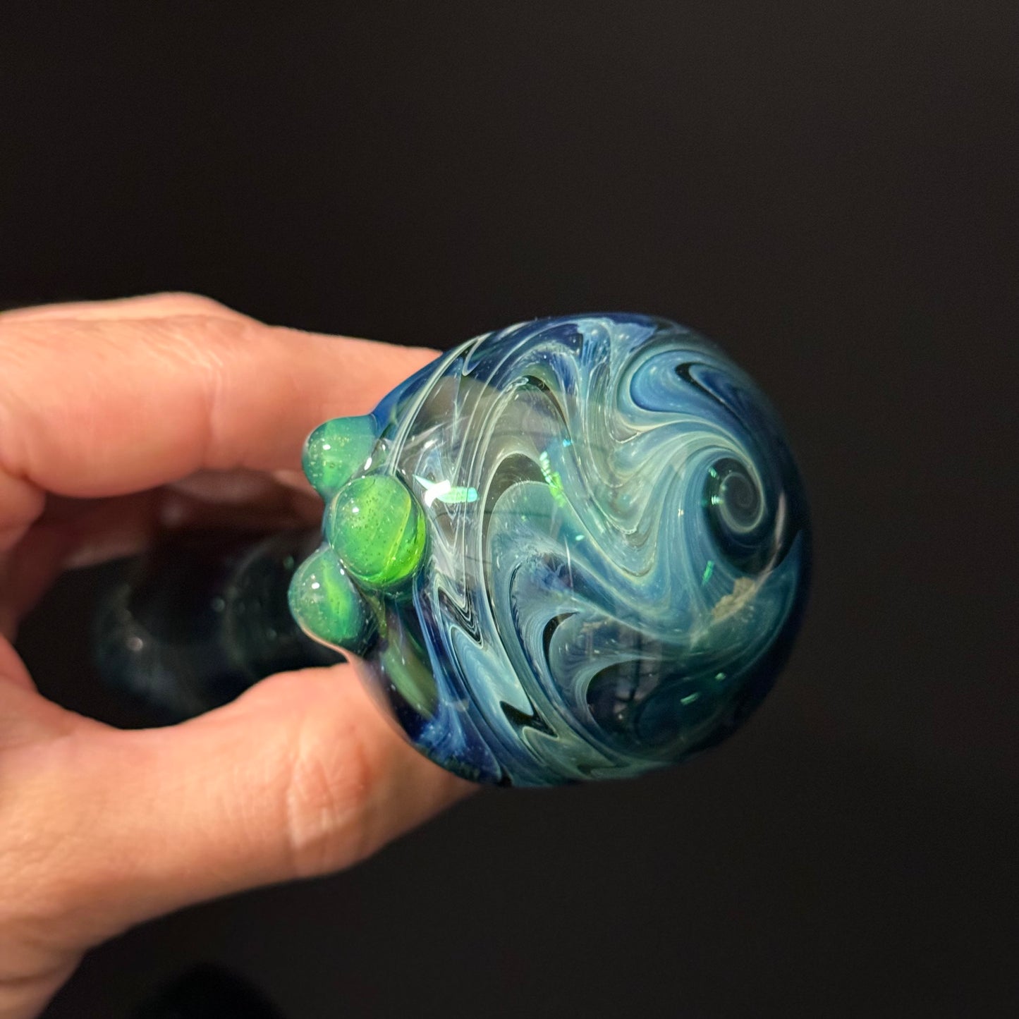 Green Switchback Wigwag Wrapped Glass Pipe Heady Pipe Hand Blown