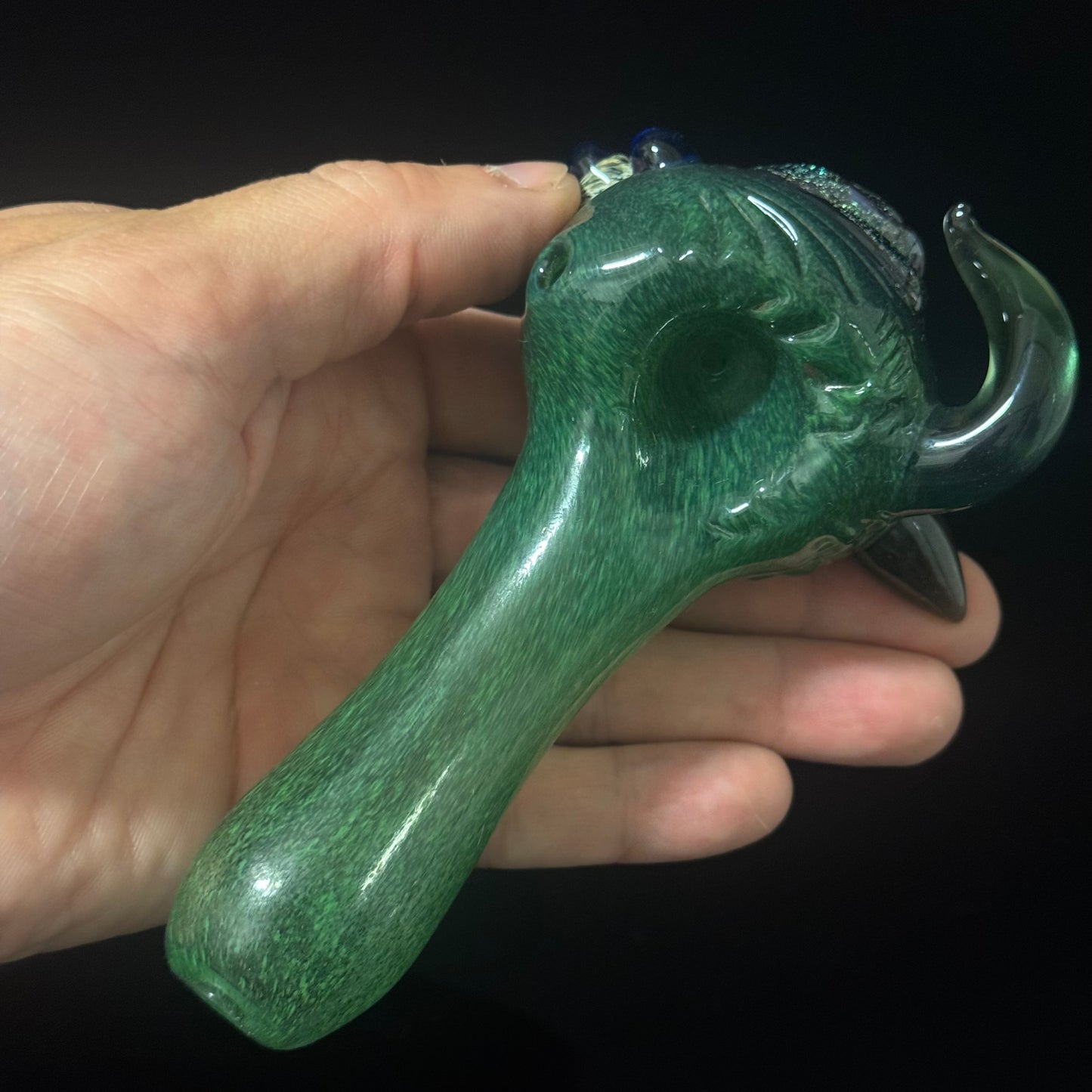 Eyeball Monster Dichro Sparke Green Glass Heady Pipe Hand Blown