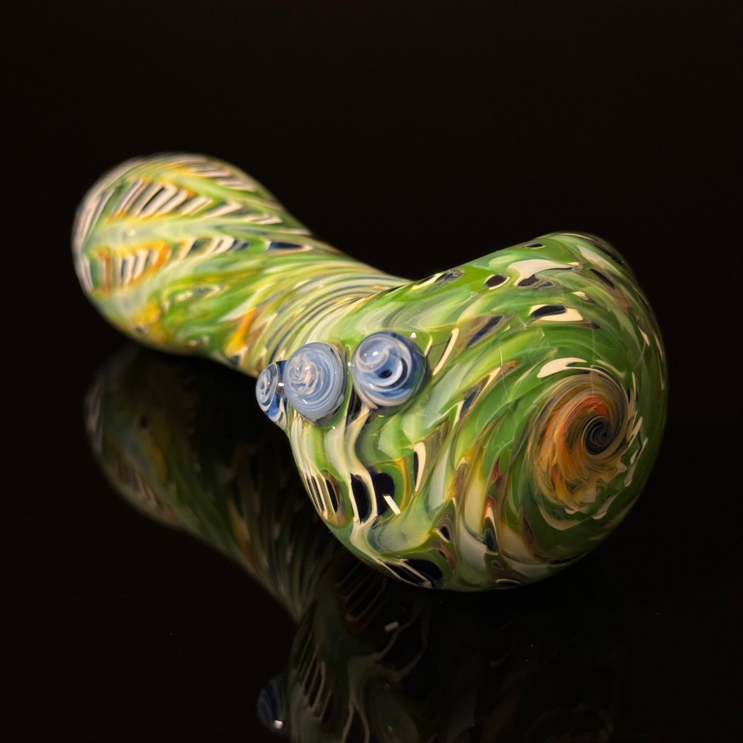 Blue & Green Cobalt Wrapped Color Glass Heady Pipe Hand Blown