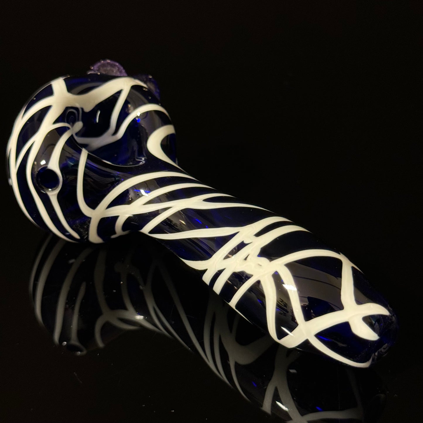 Blue Cobalt Wrapped Color Glass Heady Pipe Hand Blown