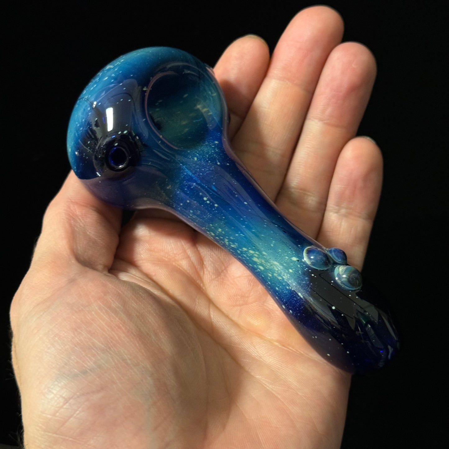 Blue Space Galaxy Nebula Glass Pipe Silver Fumed Glass Pipe, Heady Hand Blown