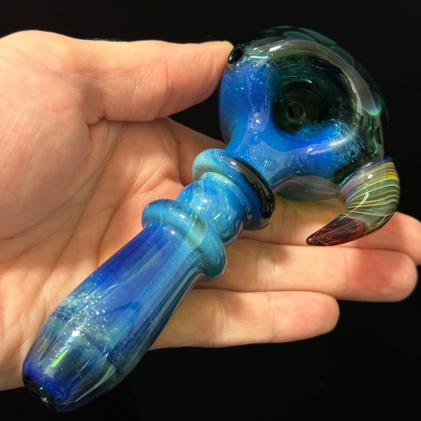 Blue Green Honeycomb Glass Heady Pipe Hand Blown