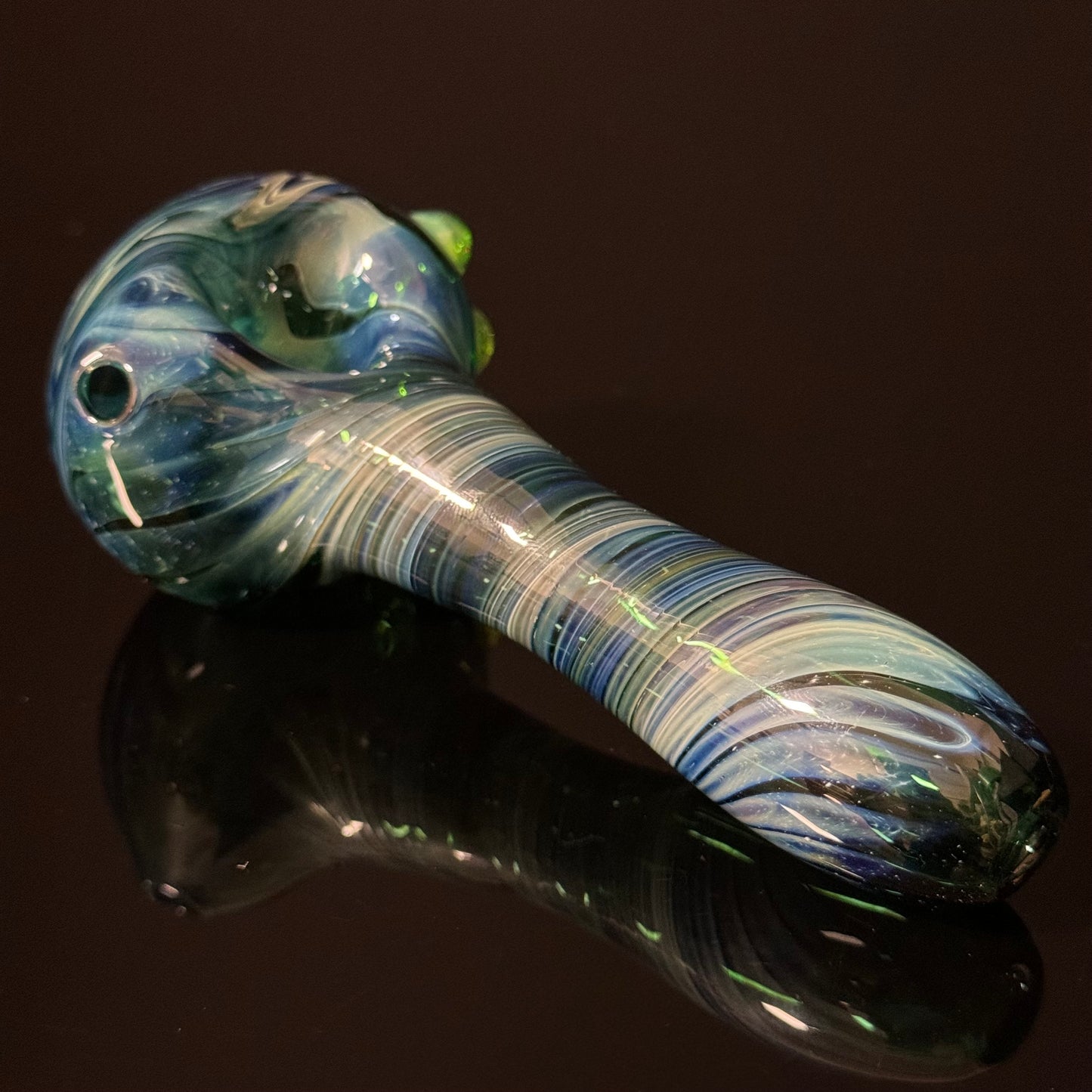 Green Switchback Wigwag Wrapped Glass Pipe Heady Pipe Hand Blown