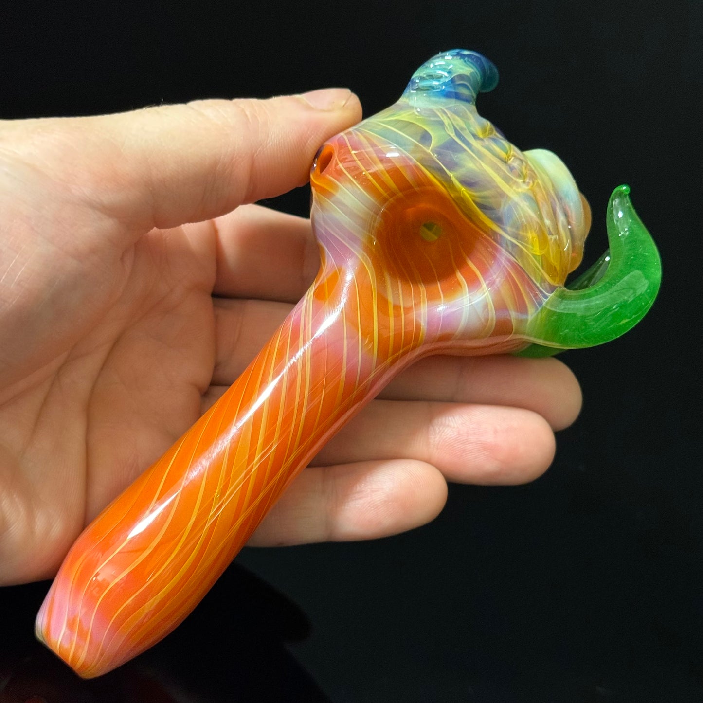 Orange Eyeball Monster Glass Heady Pipe Hand Blown