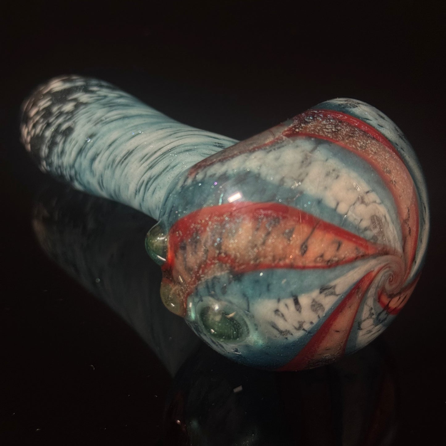 Heavy Inside out Sparkle Blue & White Glass Pipe Heady Pipe Hand Blown