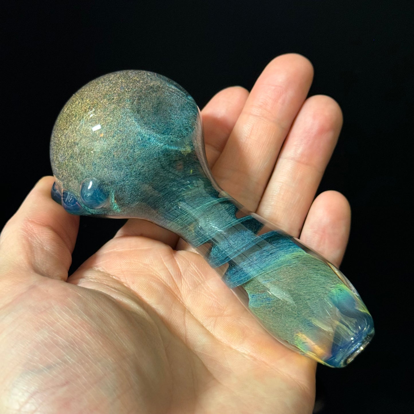 Multicolor Blue Twisted Inside Out Glass Pipe Heady Pipe Hand Blown Extra Thick