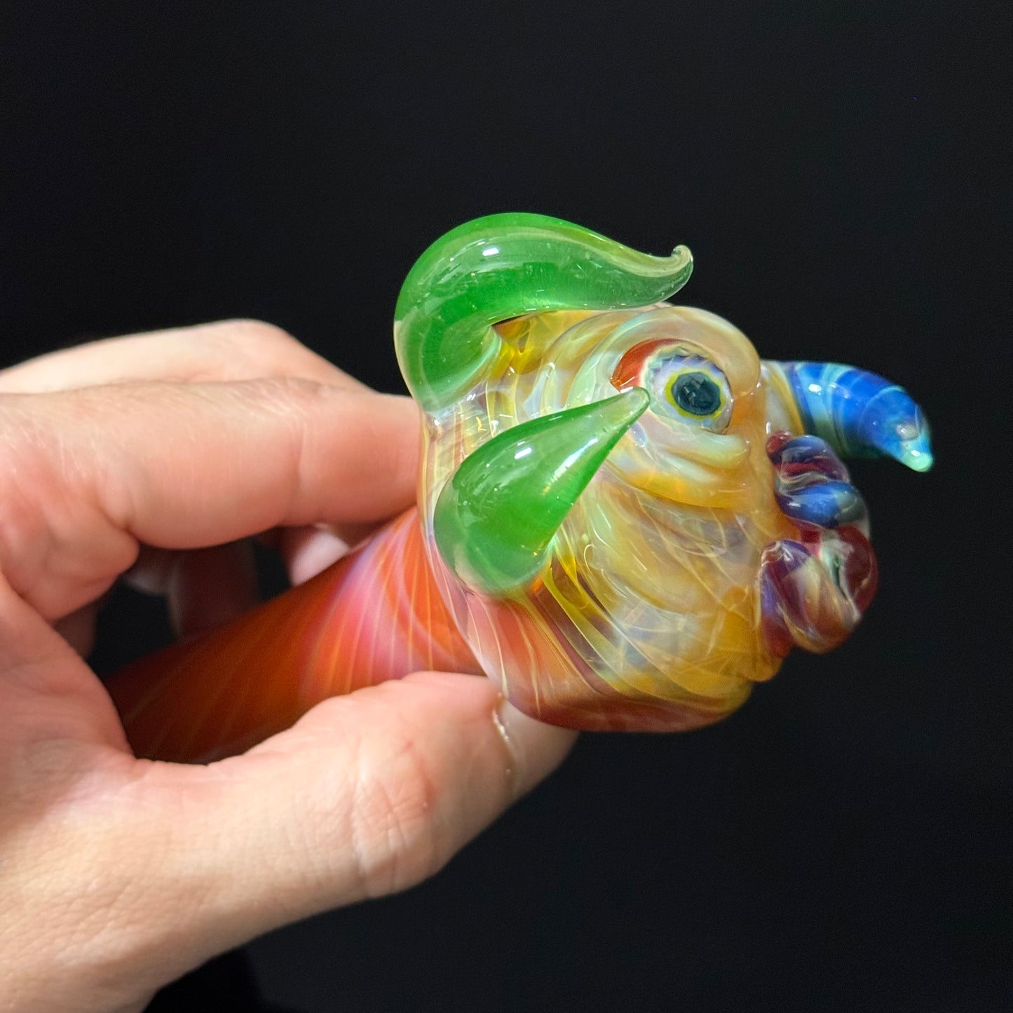 Orange Eyeball Monster Glass Heady Pipe Hand Blown