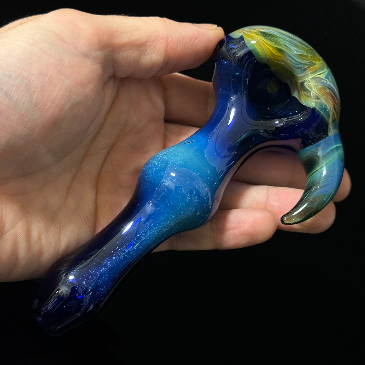 Blue Purple Marbeling affect Glass Heady Pipe Hand Blown