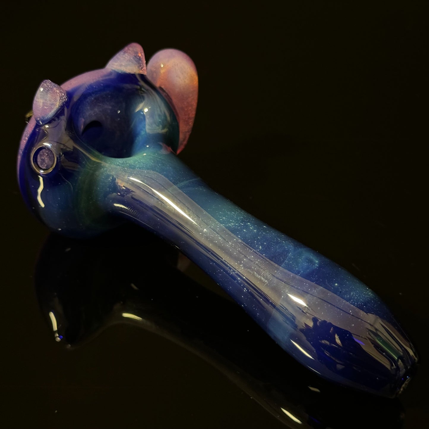 Cat Face Pink Slyme Glass Pipe Heady Pipe Hand Blown Cat Pipe