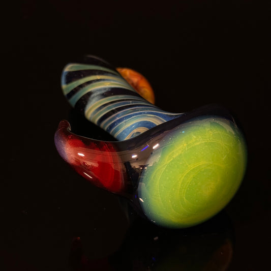 Slyme Bowl with Blue Cobalt Wrapped Color Glass Heady Pipe Hand Blown