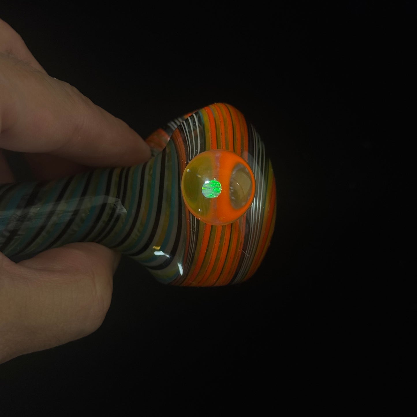 Full Linework Switchback Glass Pipe, Heady Hand Blown with An Opal