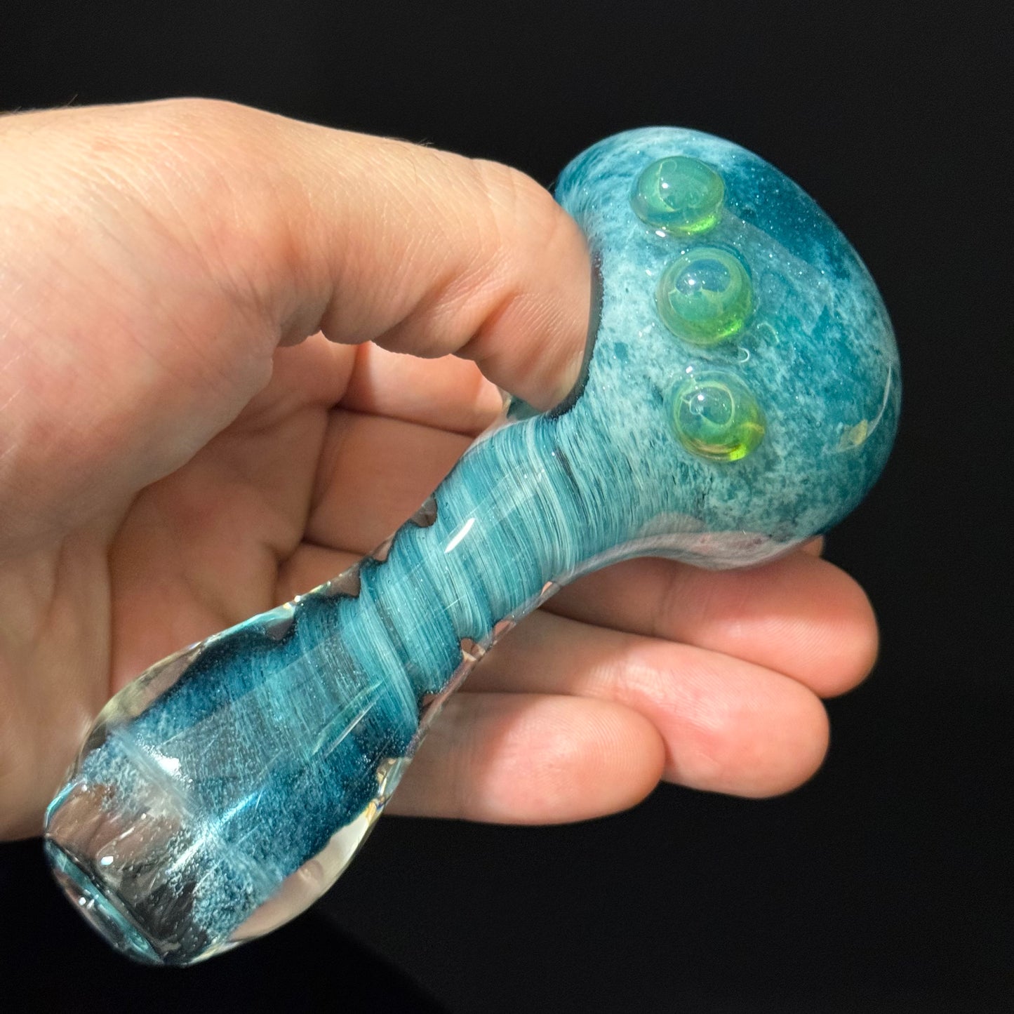 Heavy Inside out Sparkle Blue & White Glass Pipe Heady Pipe Hand Blown