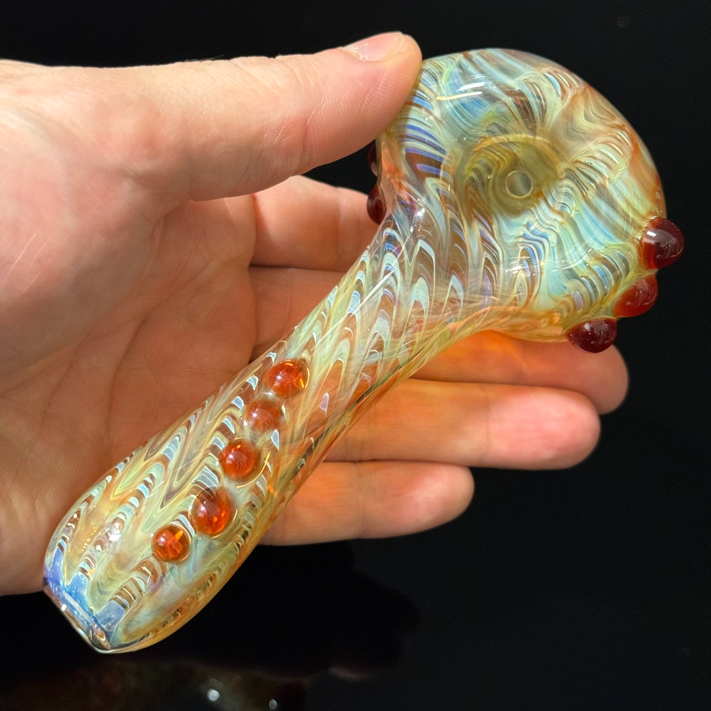 Wrap & Rake Color Changing Glass Heady Pipe Hand Blown