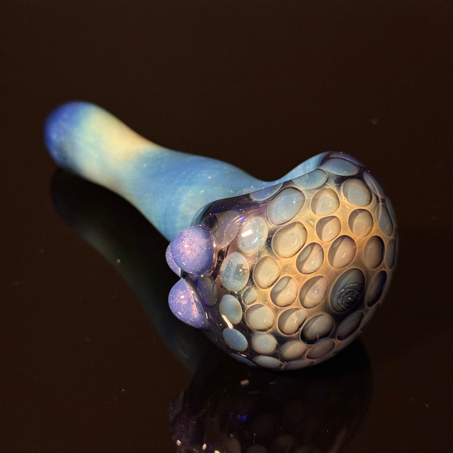 Blue Honeycomb Glass Heady Pipe Hand Blown