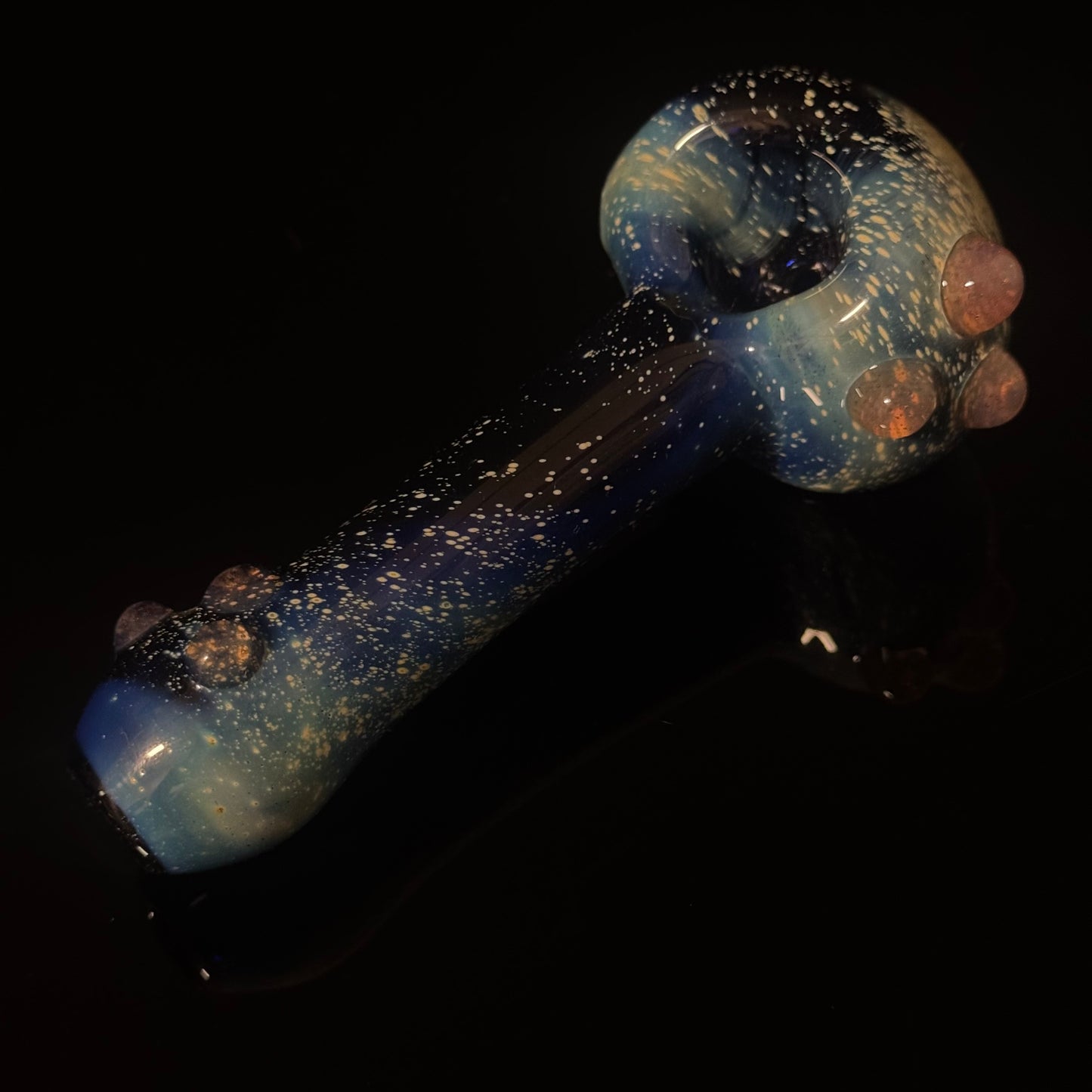 Galaxy Pipe Cobalt Space Pipe W/ Color Change Marbles - Slyme to Pink Slyme Fumed Cobalt Glass Pipe, Heady Hand Blown