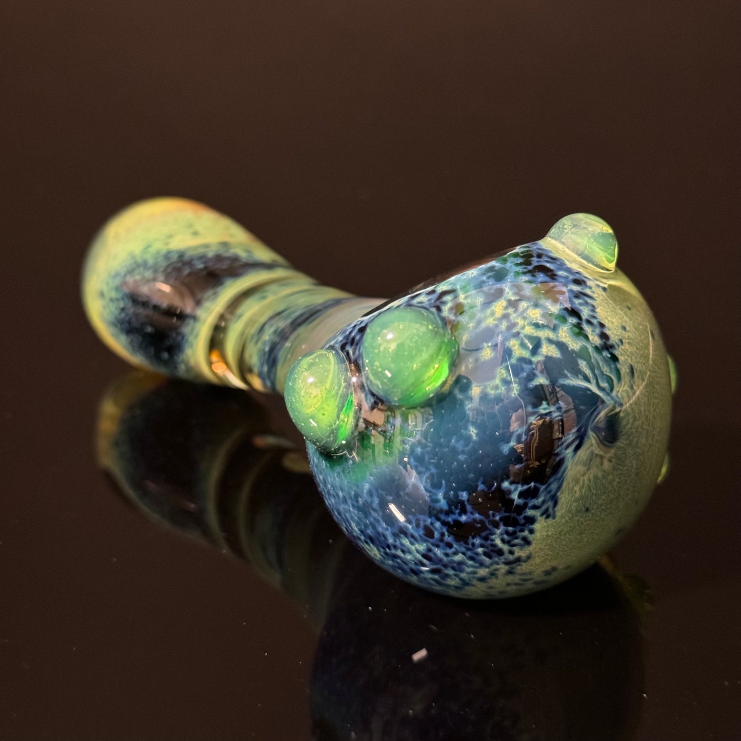 Green & Black Inside Out Glass Pipe Heady Pipe Hand Blown Extra Thick