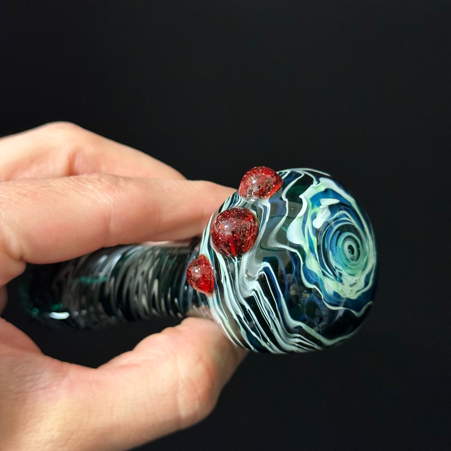 Blue Cobalt Wrapped Color Glass Heady Pipe Hand Blown