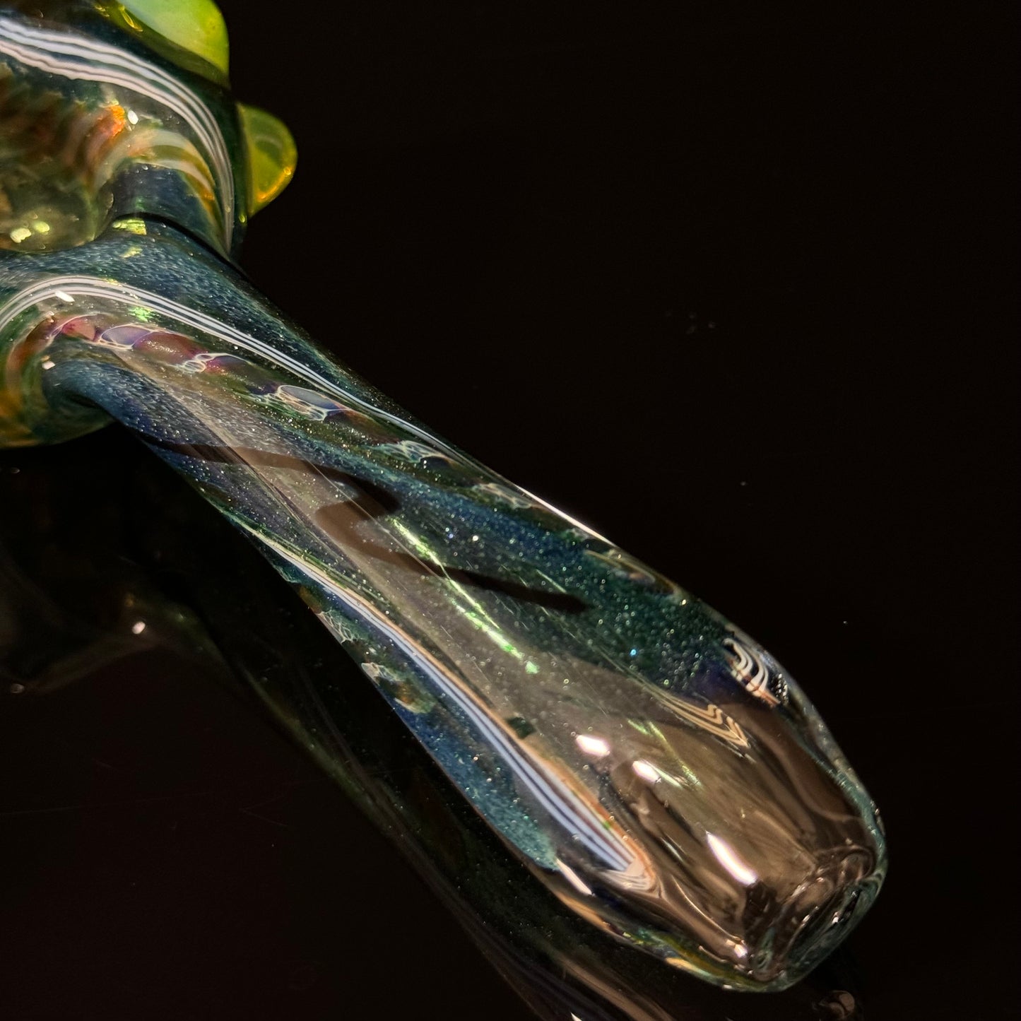 Heavy Inside out Sparkle Blue Glass Pipe with Linework throughout the Heady Pipe