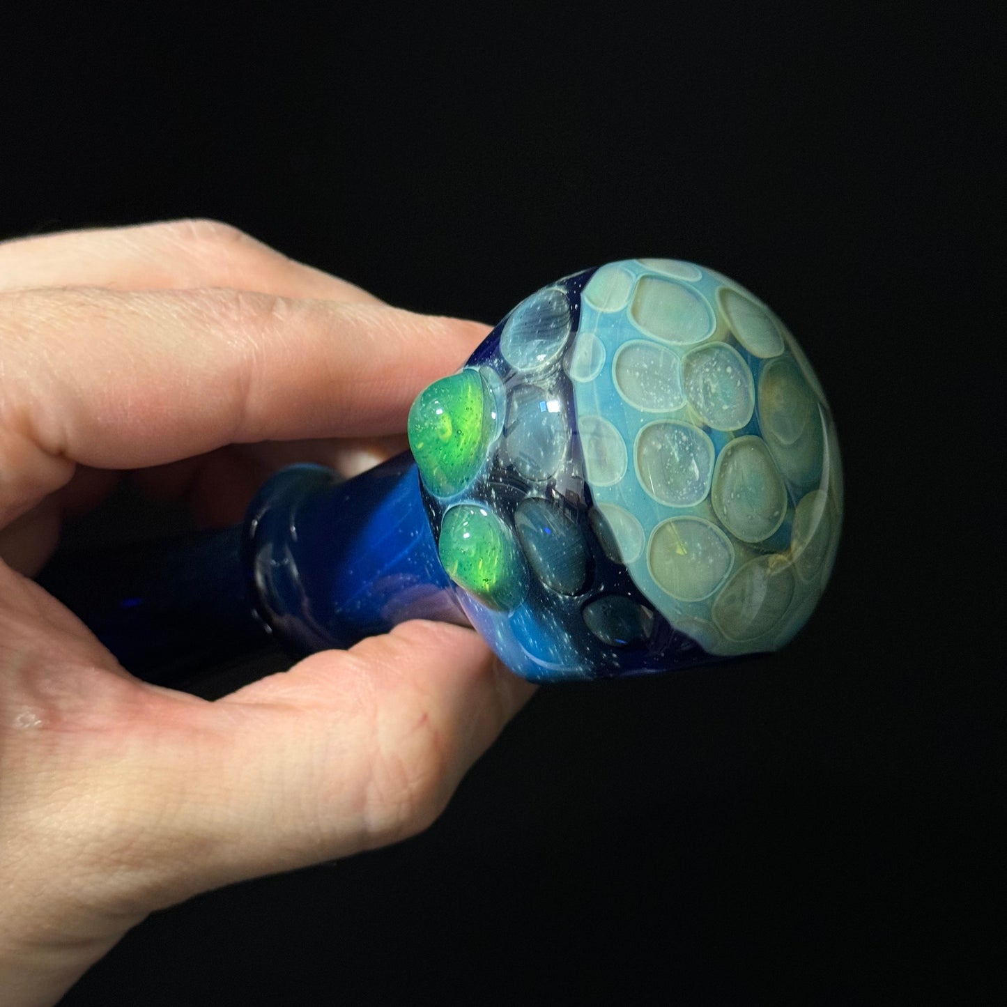 Blue Honeycomb Glass Heady Pipe Hand Blown