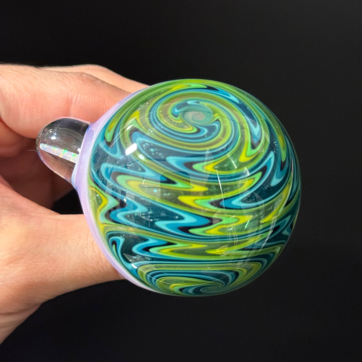 Small Full Color Linework Glass Pipe, Heady Hand Blown with An Opal