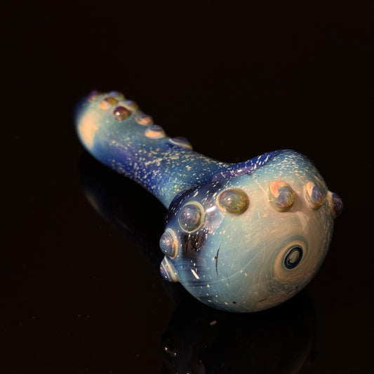 Blue Space Galaxy Nebula Glass Pipe Silver Fumed Glass Pipe, Heady Hand Blown