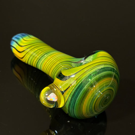 Gilson Opsl on a Green Wrapped Glass Pipe Heady Pipe Hand Blown