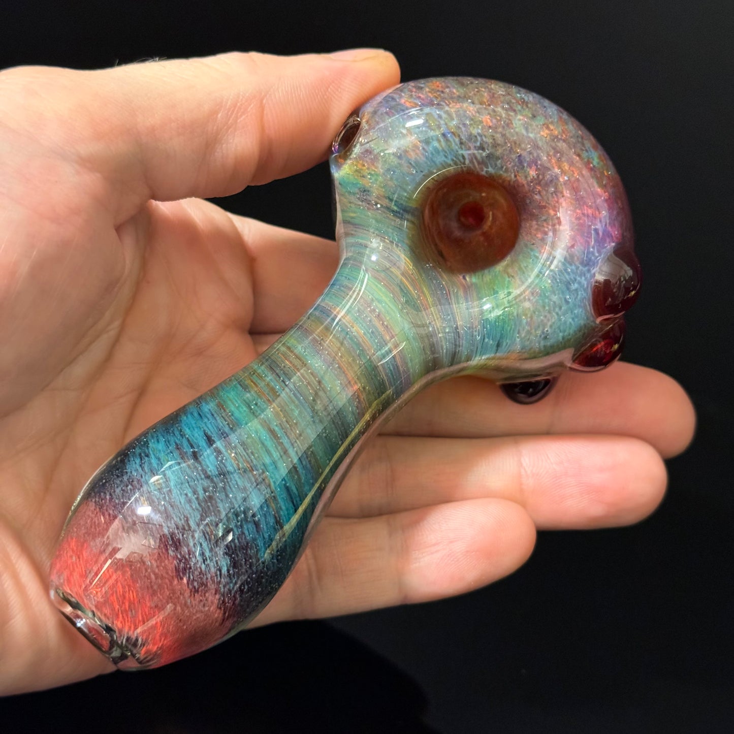 Multicolor Red Inside Out Glass Pipe Heady Pipe Hand Blown Extra Thick