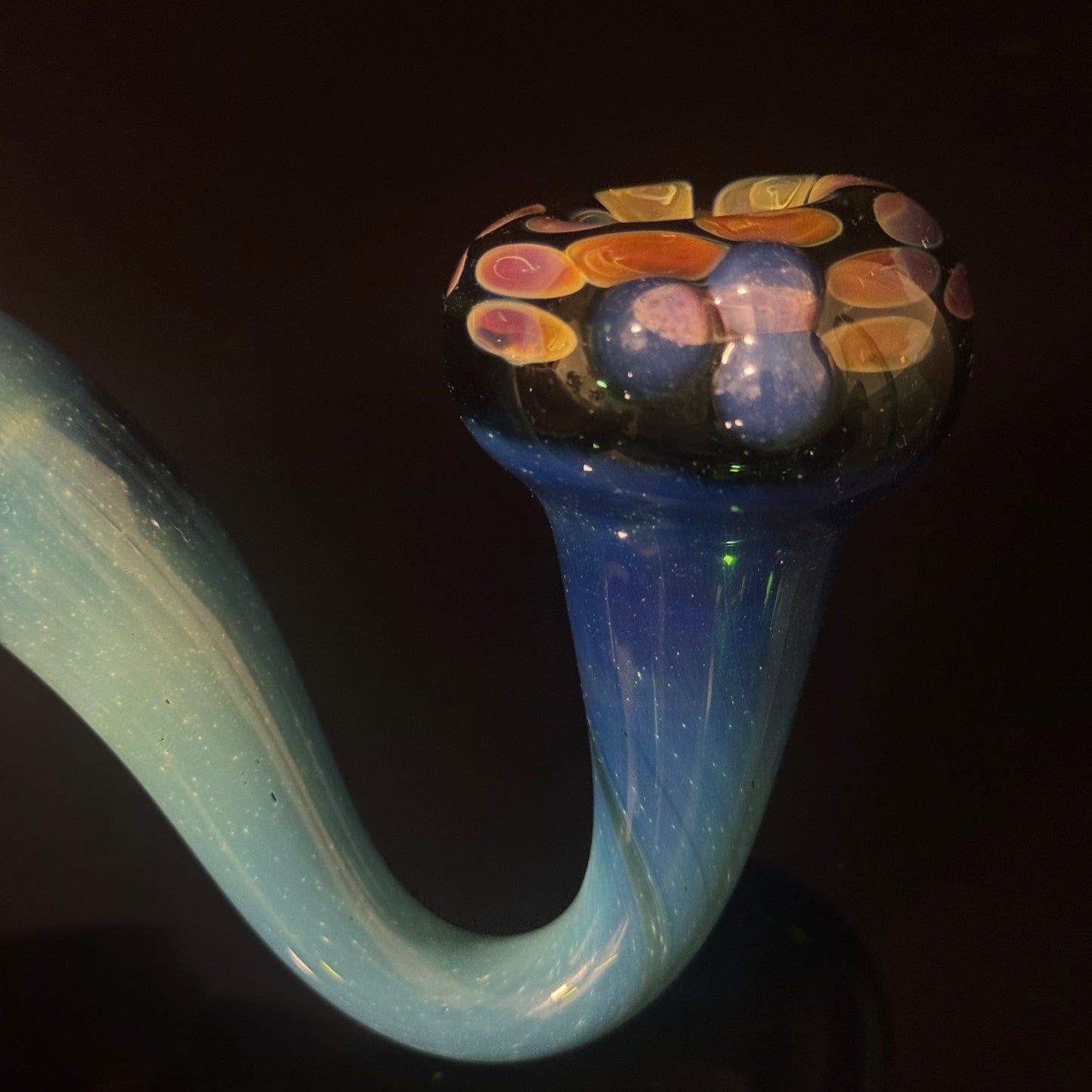 Galaxy Space Silver Fumed Green & Blue Glass Sherlock Pipe, Heady Hand Blown