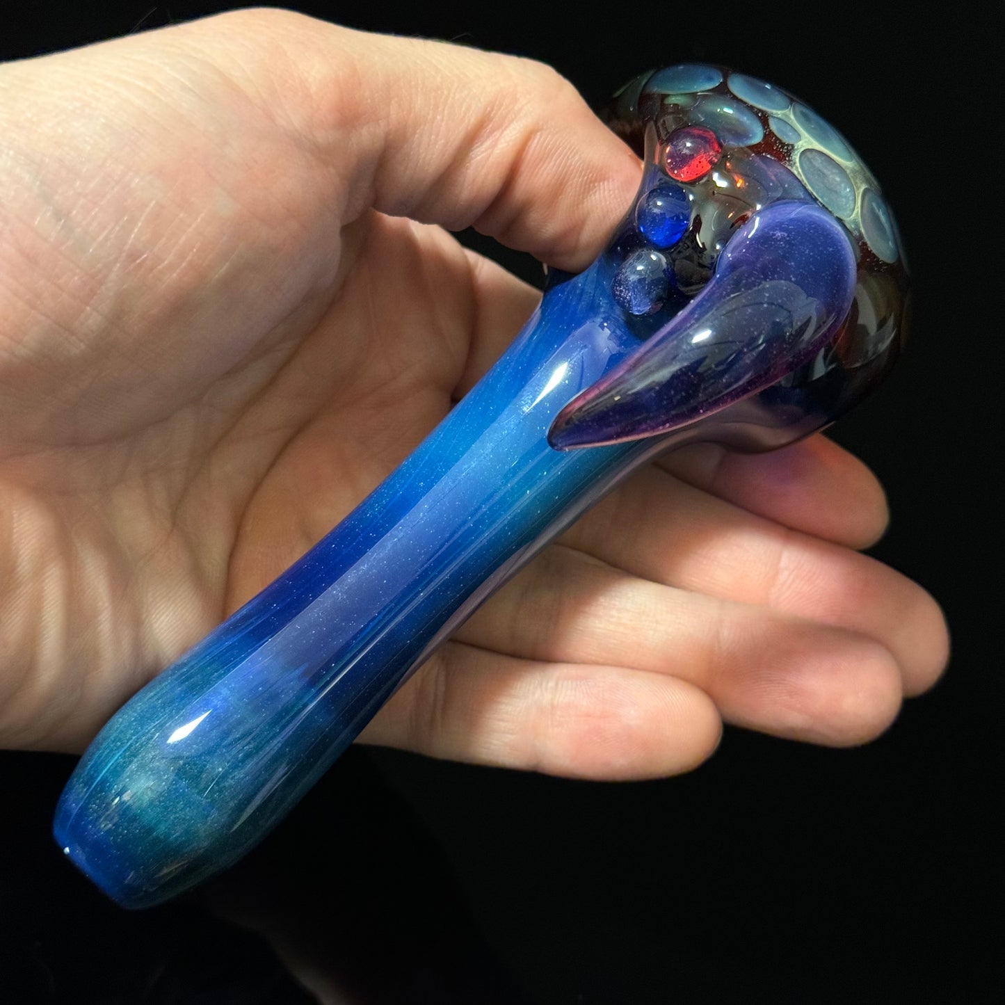 Blue Honeycomb Glass Heady Pipe Hand Blown