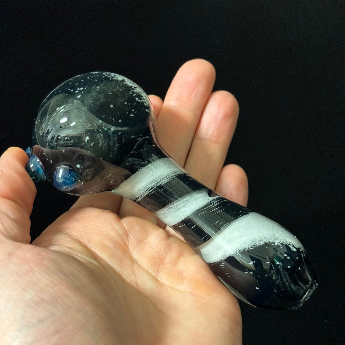 Extra Heavy Black & White Inside Out Glass Heady Pipe Hand Blown