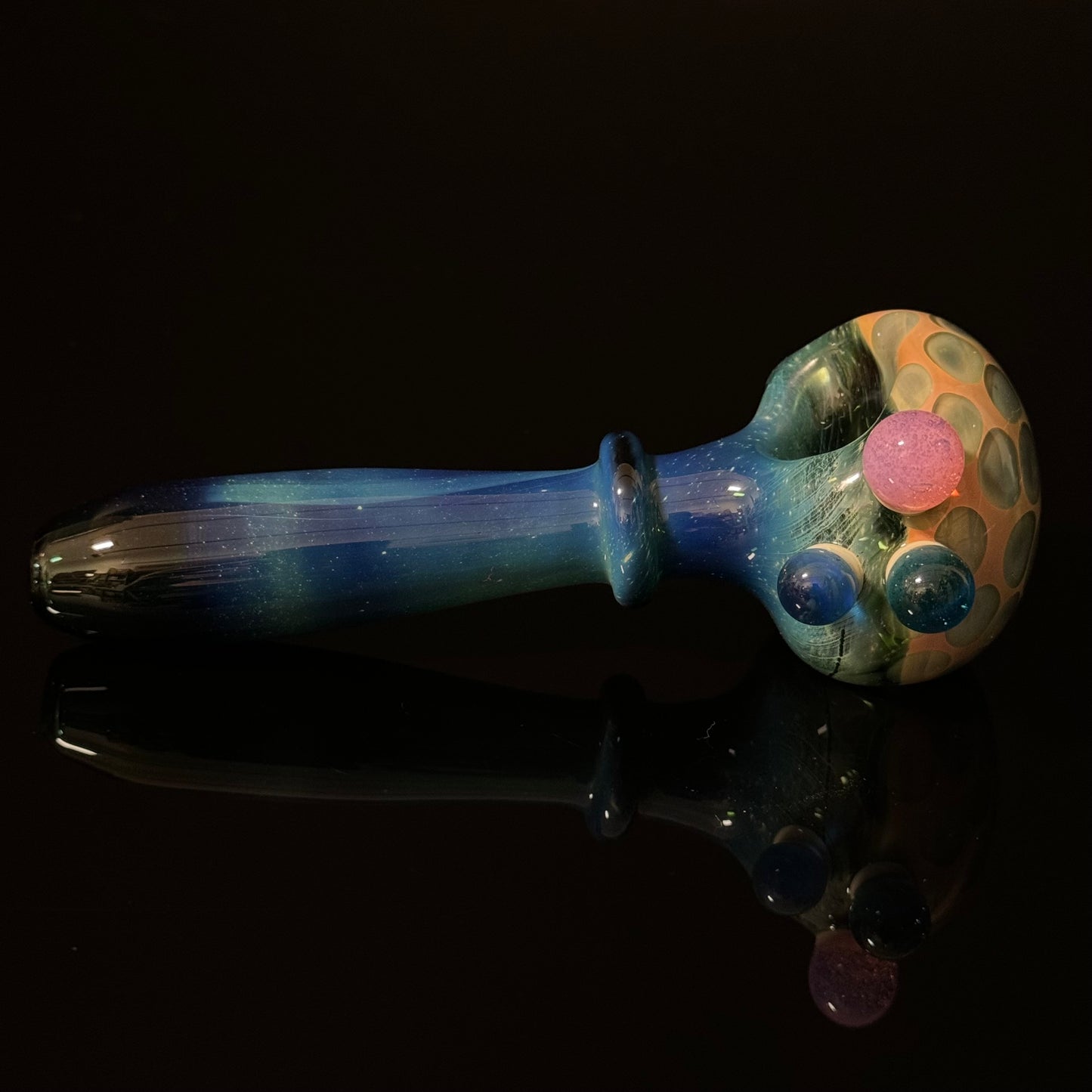 Blue Green Honeycomb Space Glass Pipe