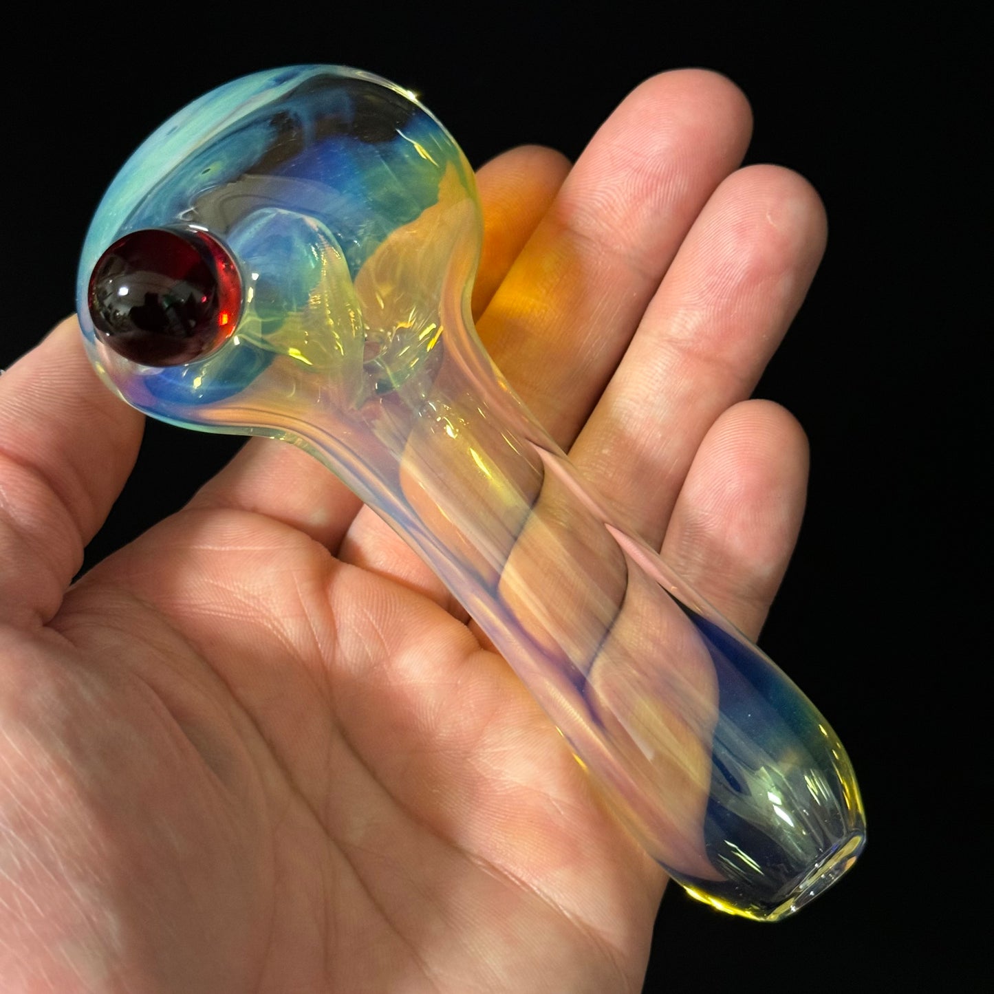 Inside Silver Fuming Color Changing Glass Heady Pipe Hand Blown