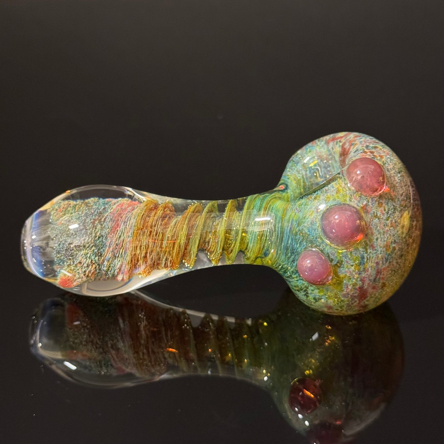 Multicolor Purple Green Twisted Inside Out Glass Pipe Heady Pipe Hand Blown Extra Thick