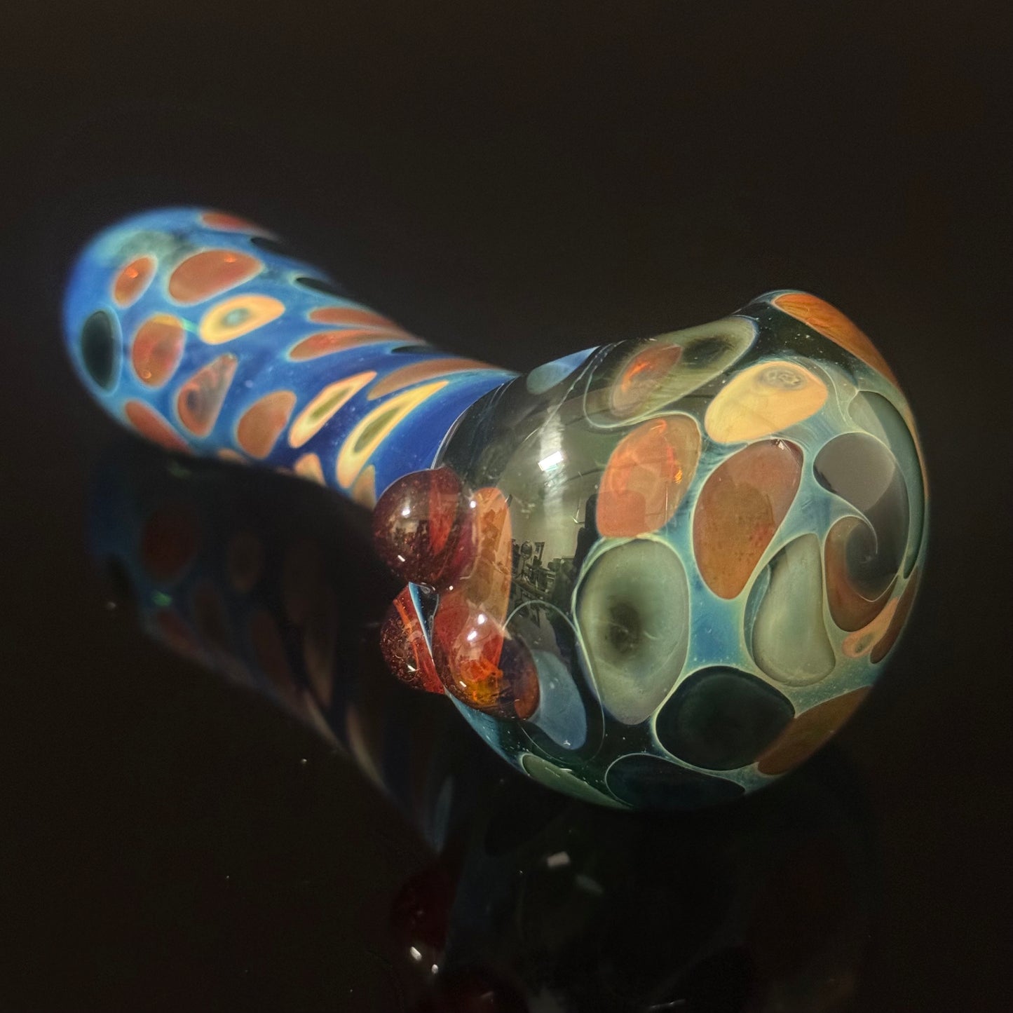 Blue Cobalt Dotted & Wrapped Color Glass Heady Pipe Hand Blown